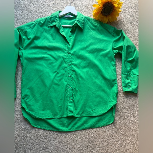 Reserved Oversized Button-Down Shirt – Green – Size S - Picture 2 of 8